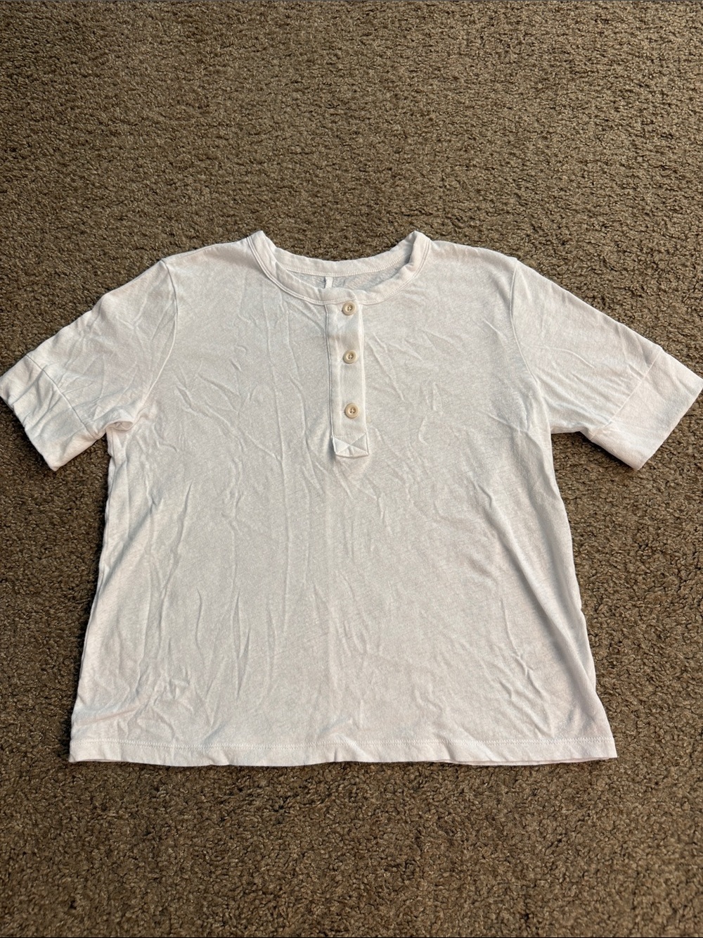 Everlane White Short Sleeve Henley Tee